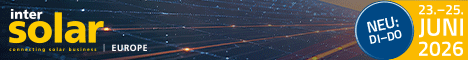 Banner zur Intersolar Europe – Die weltweit führende Fachmesse für die Solarwirtschaft, 23. – 25. Juni 2026 in München